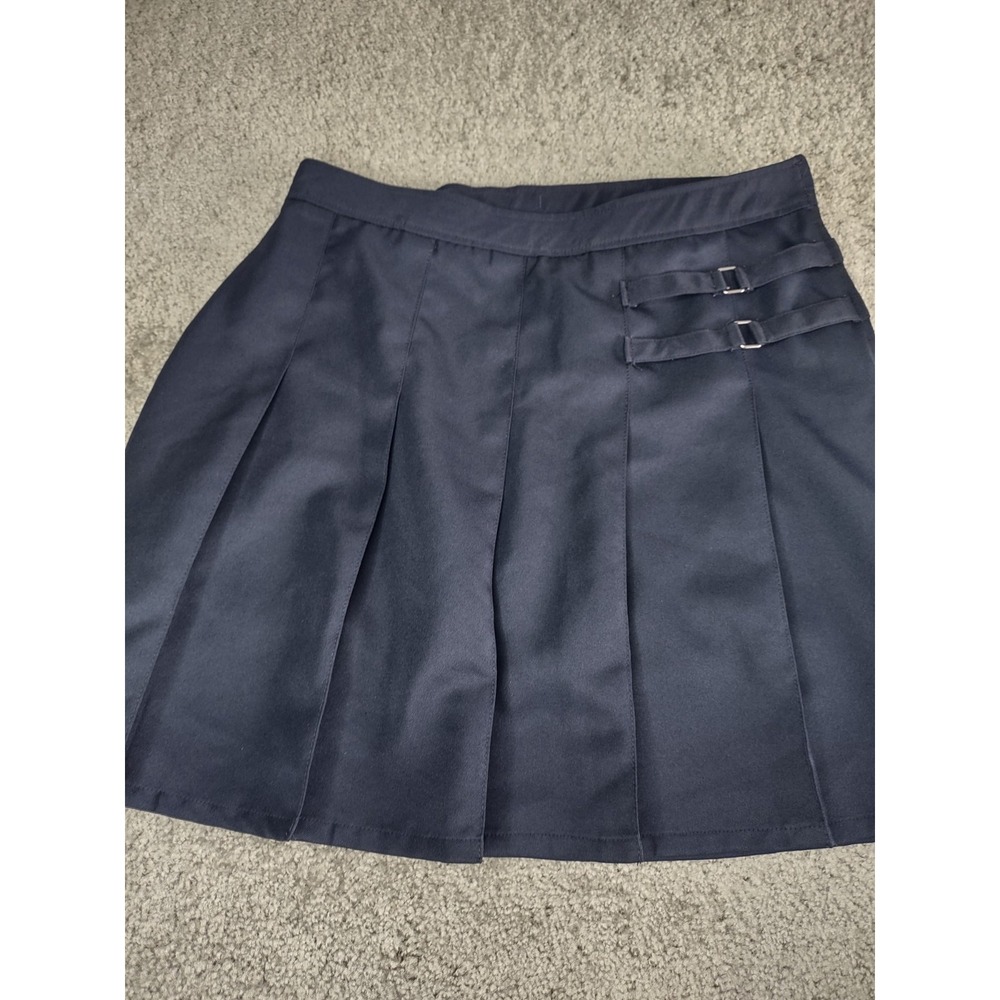 French Toast Skirt Juniors Size 20.5 Plus‎ Navy Pleated Front Adjustable Waist